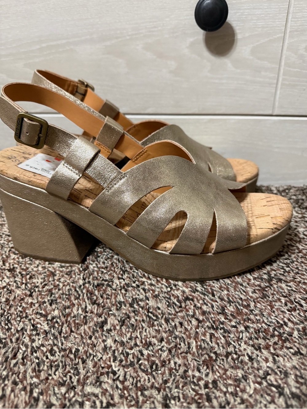 Kork-Ease Gold Metallic Cutout Slingback Platform Sandals